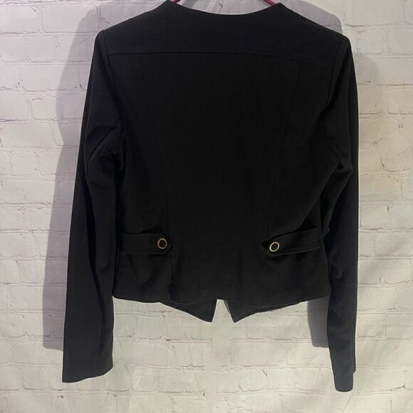 CABI Black Moto Ponte Knit Asymmetrical Zip Snap Jacket - Picture 2 of 7